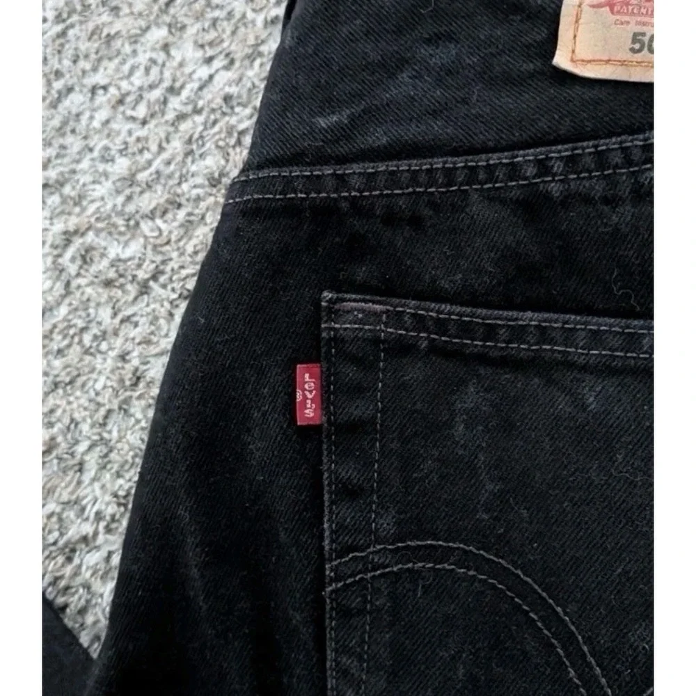 Levi's 501 Jeans Black Denim Mens 34x33 (Tag‎ 36x34) Mexico Made Y2K Button Fly